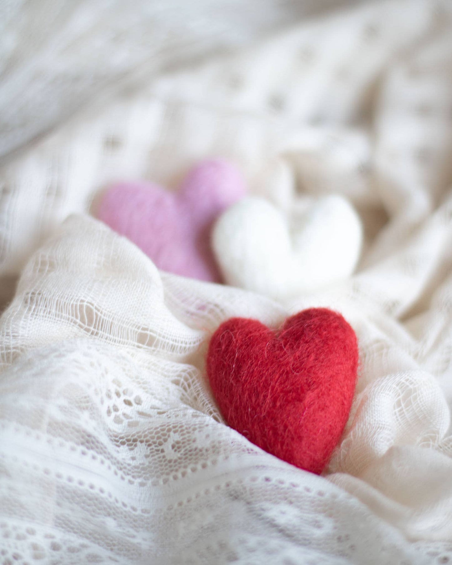Heart Cat Toy - Felted Wool - - Single Random Color