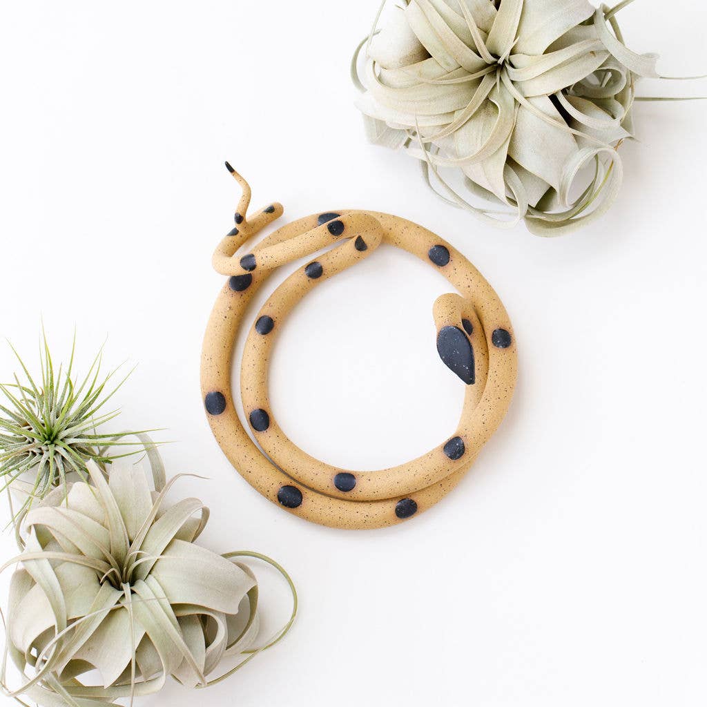 Large Ceramic Snake: Selena - White with Blue