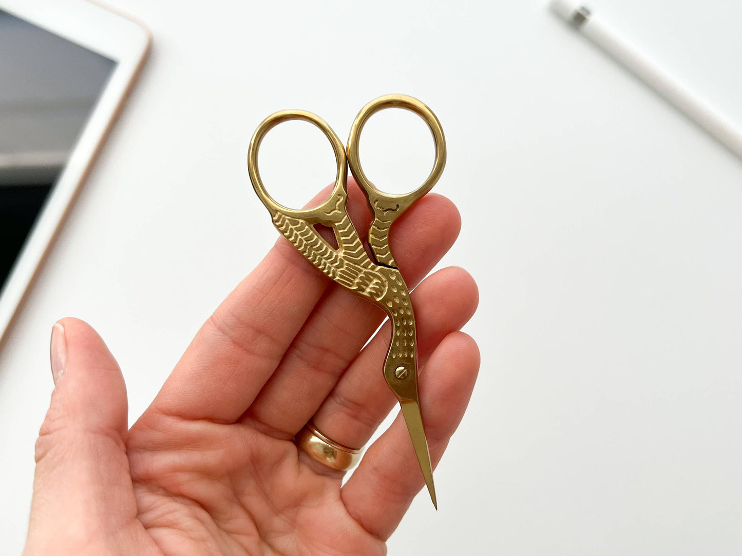 Gold Stork Embroidery Scissors