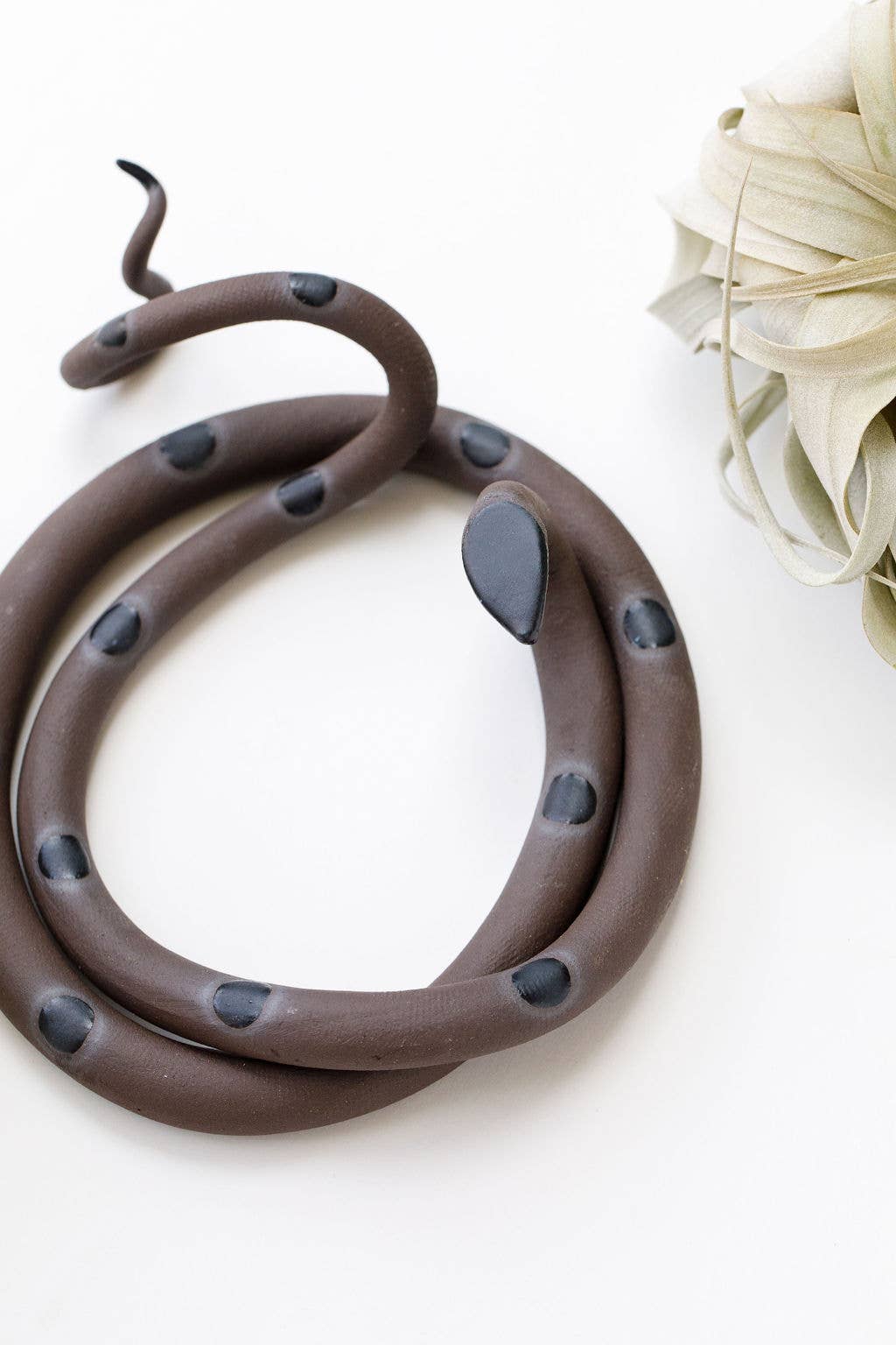 Large Ceramic Snake: Selena - White with Blue