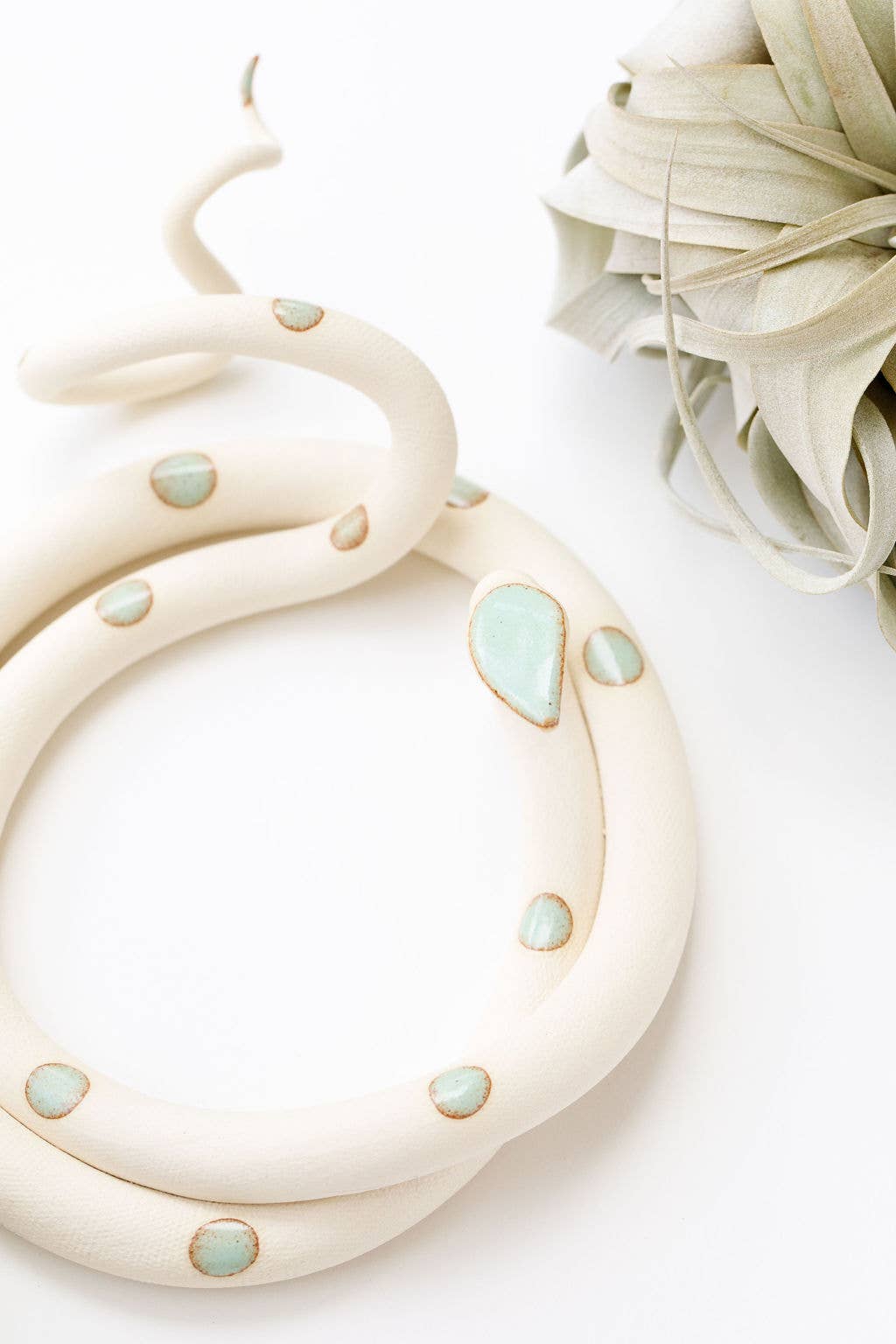 Large Ceramic Snake: Selena - White with Blue
