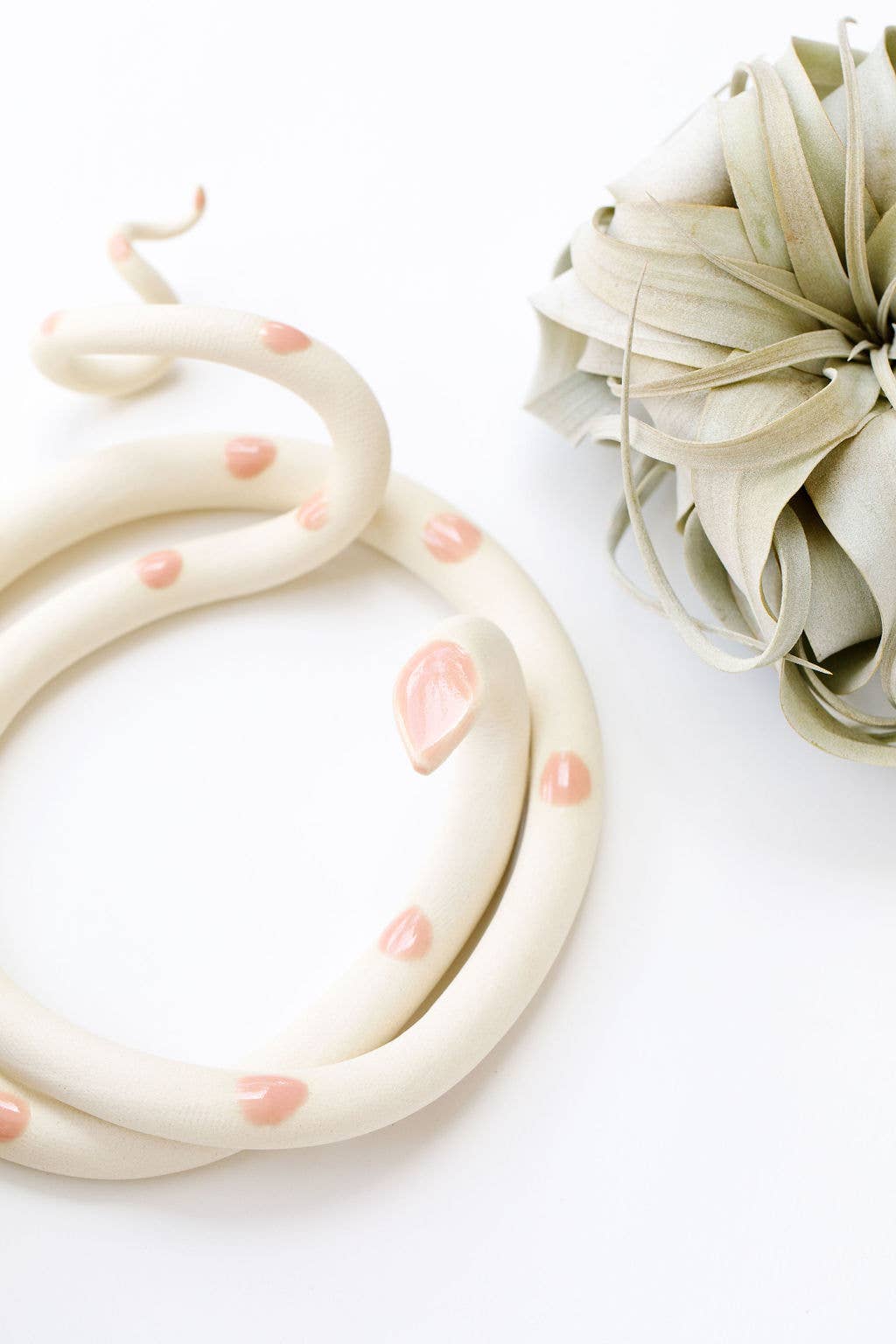Large Ceramic Snake: Selena - White with Blue