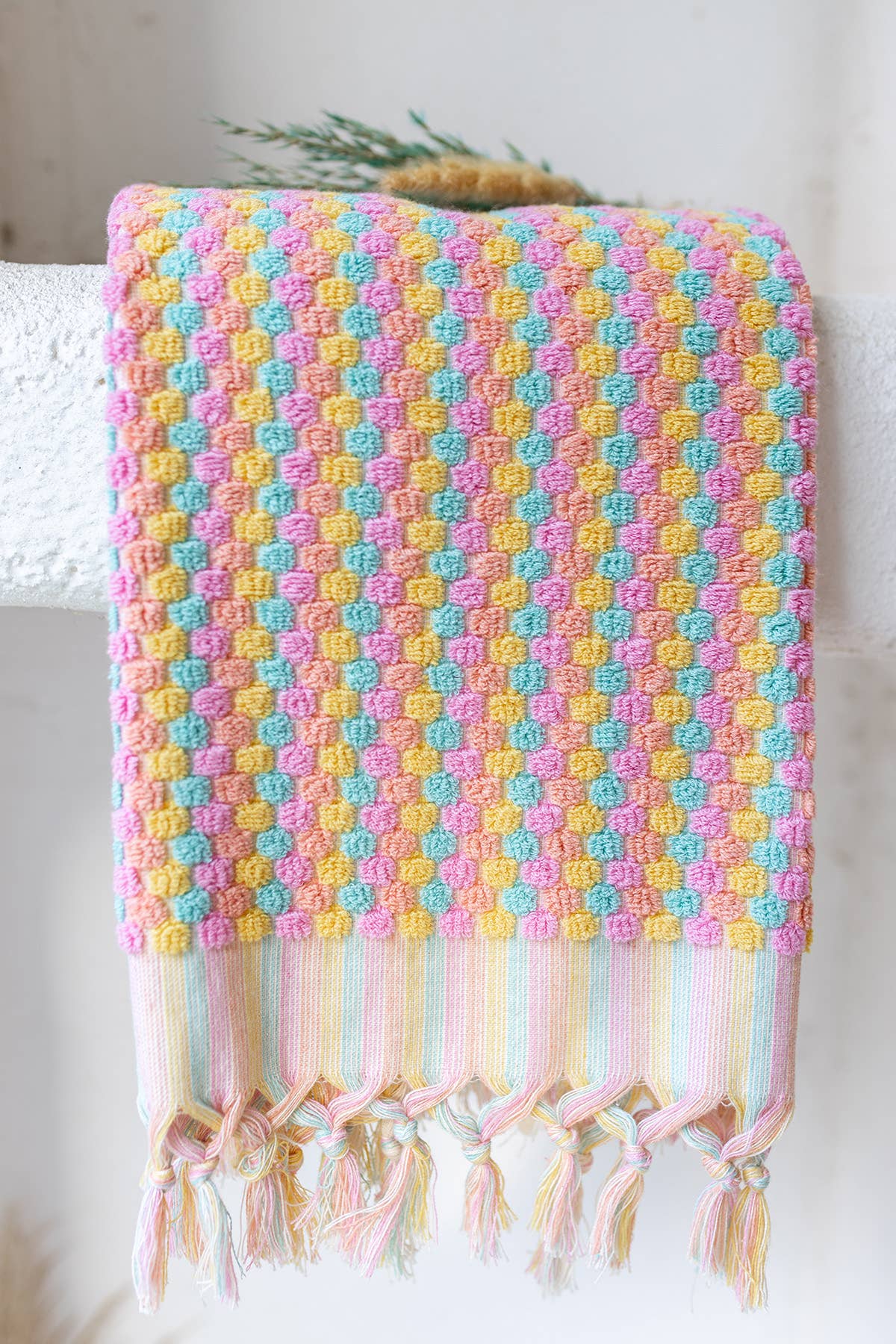 Bubble Hand-loomed Turkish Hand Towel - Pink & Green