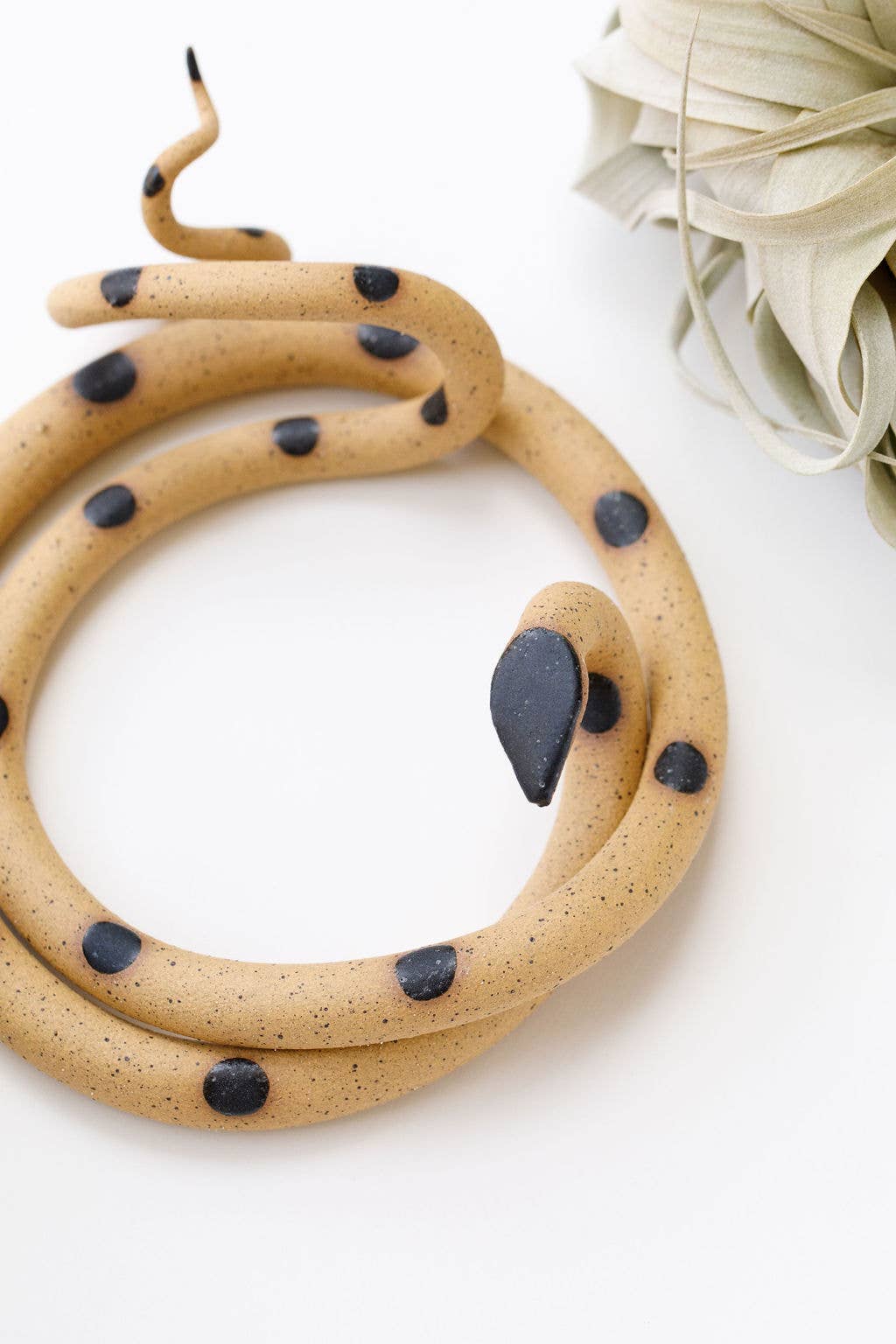 Large Ceramic Snake: Selena - White with Blue