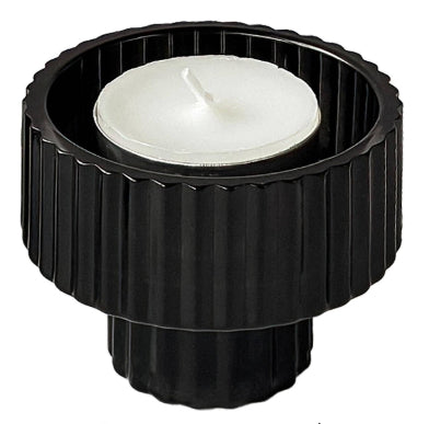 Black Ribbed Glass Taper Candle or Votive Holder - Double Sided Vintage Style - Priced Per Piece