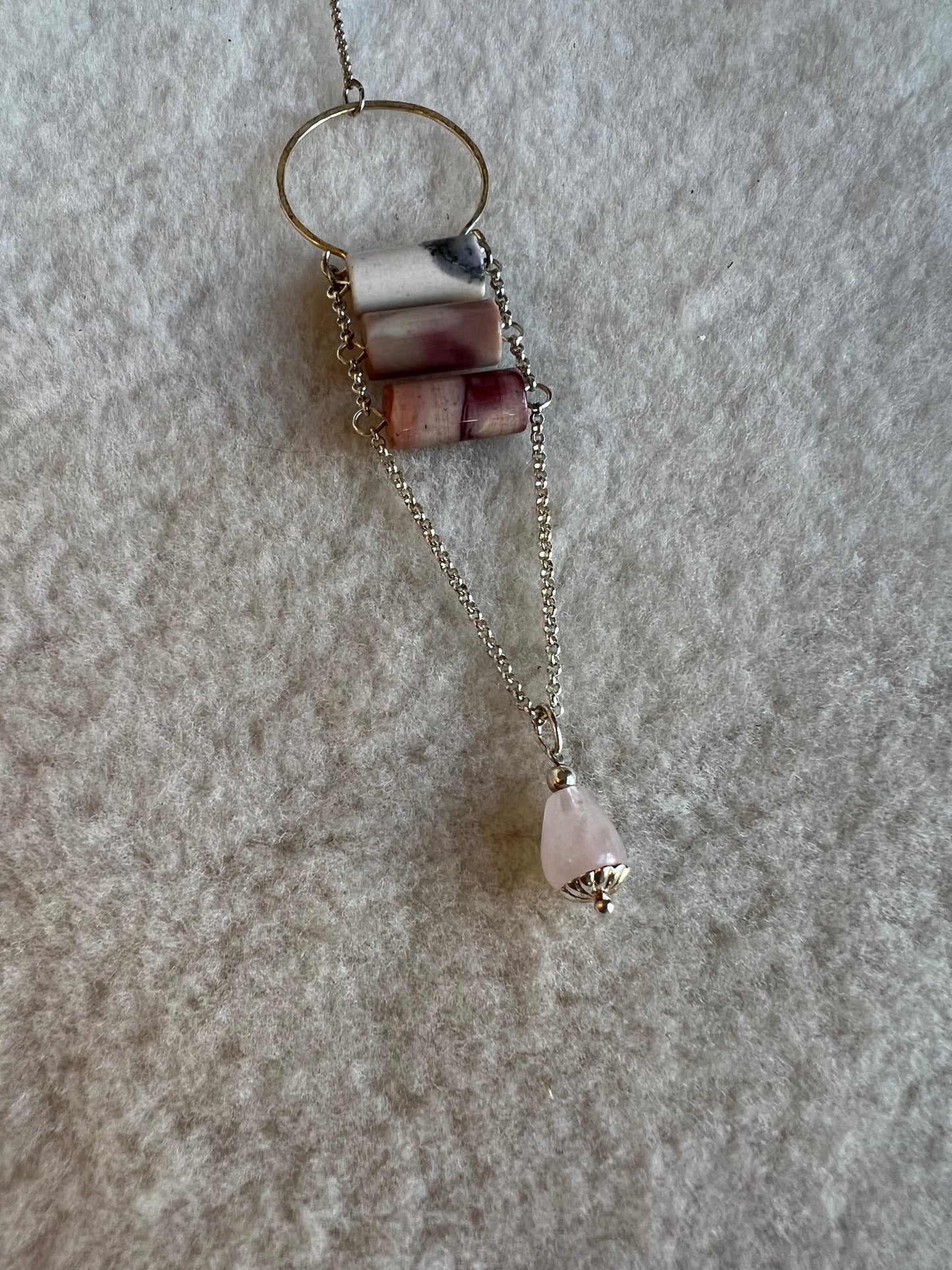 Pink Rose Mookite Necklace