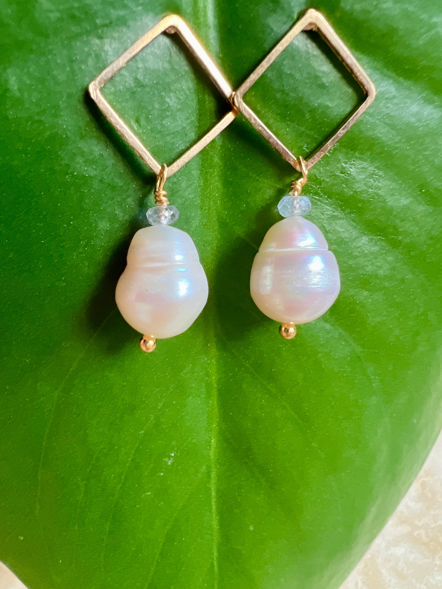Baroque Dangle Cube Post Earrings