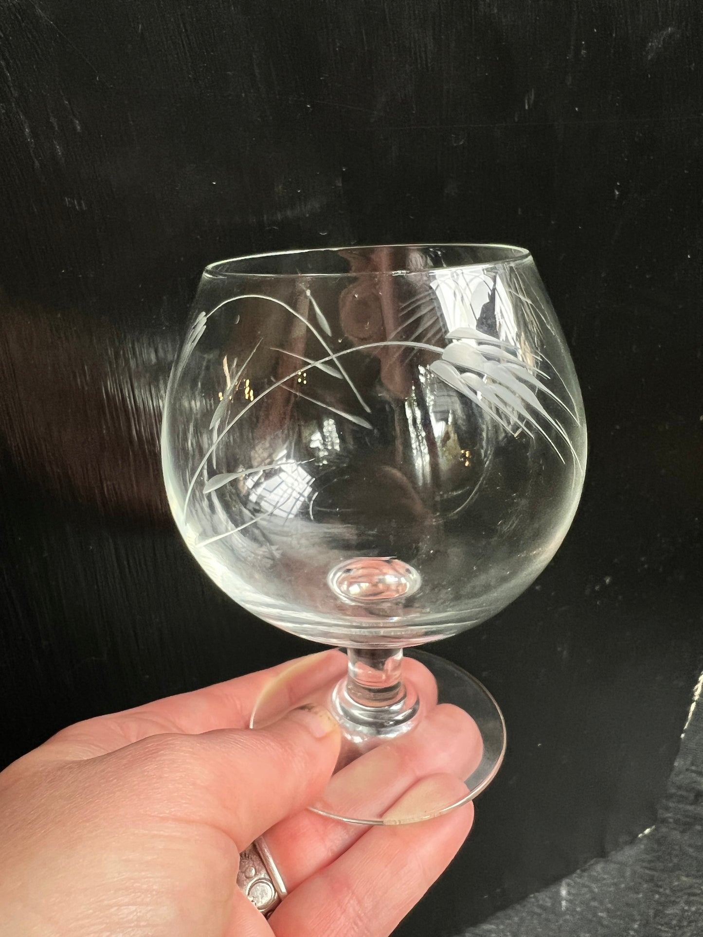 Craftsmen Stemware Brandy Glasses - Set of 4 - Vintage Wheat Pattern Glassware - Midcentury Modern Drinkware