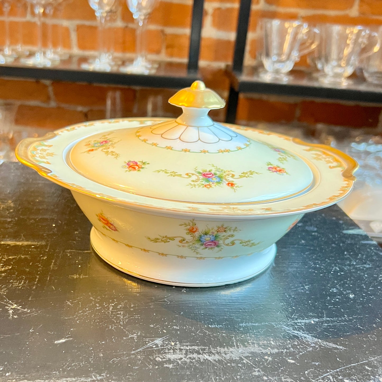 Regent by Empress Covered Round Serving Bowl - Vintage Bone China 1940s - Porcelain Dinnerware