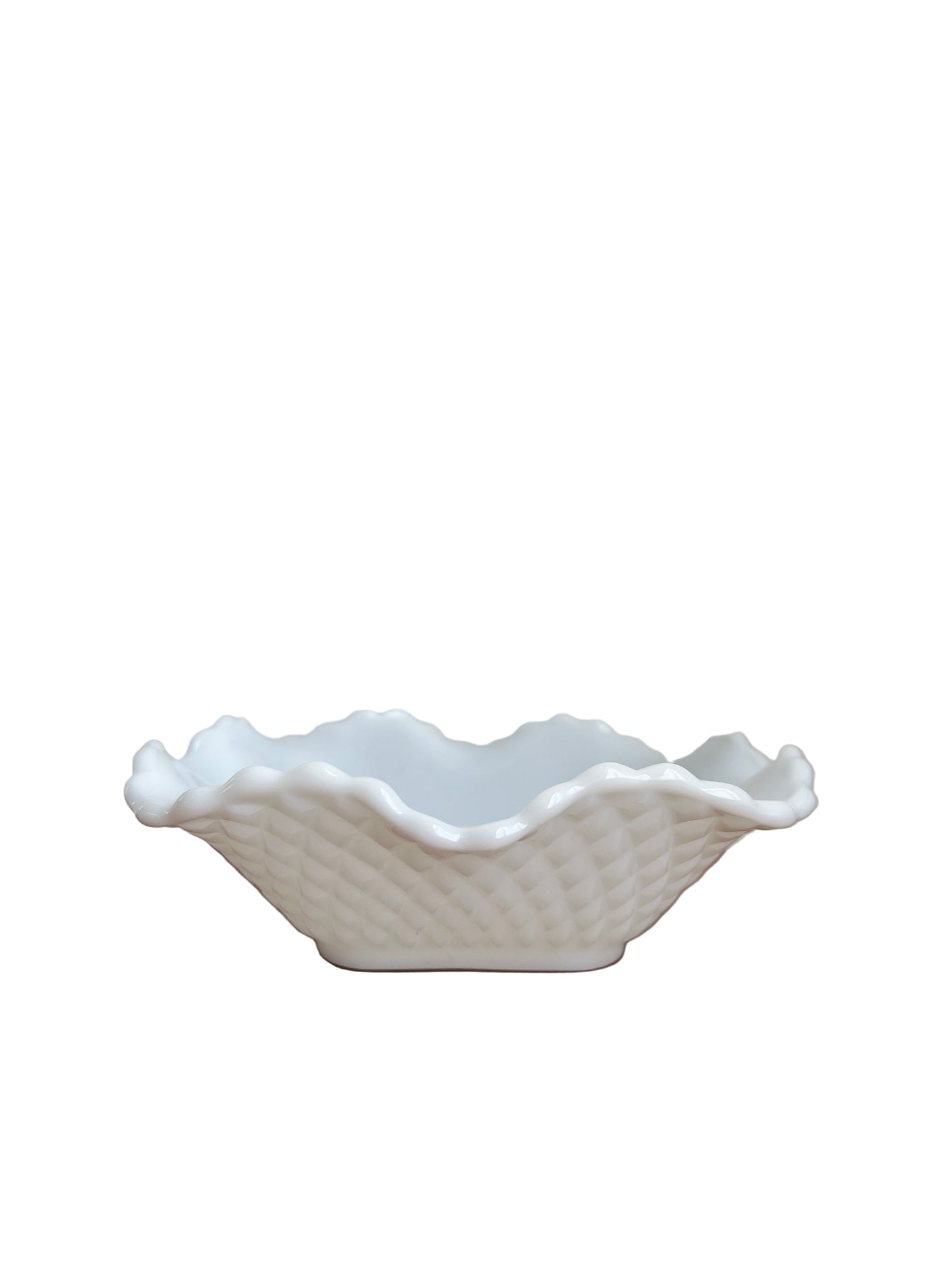 Anchor Hocking Milk Glass Bowl - 6" Diamond Early American Dish - Vintage Home Goods