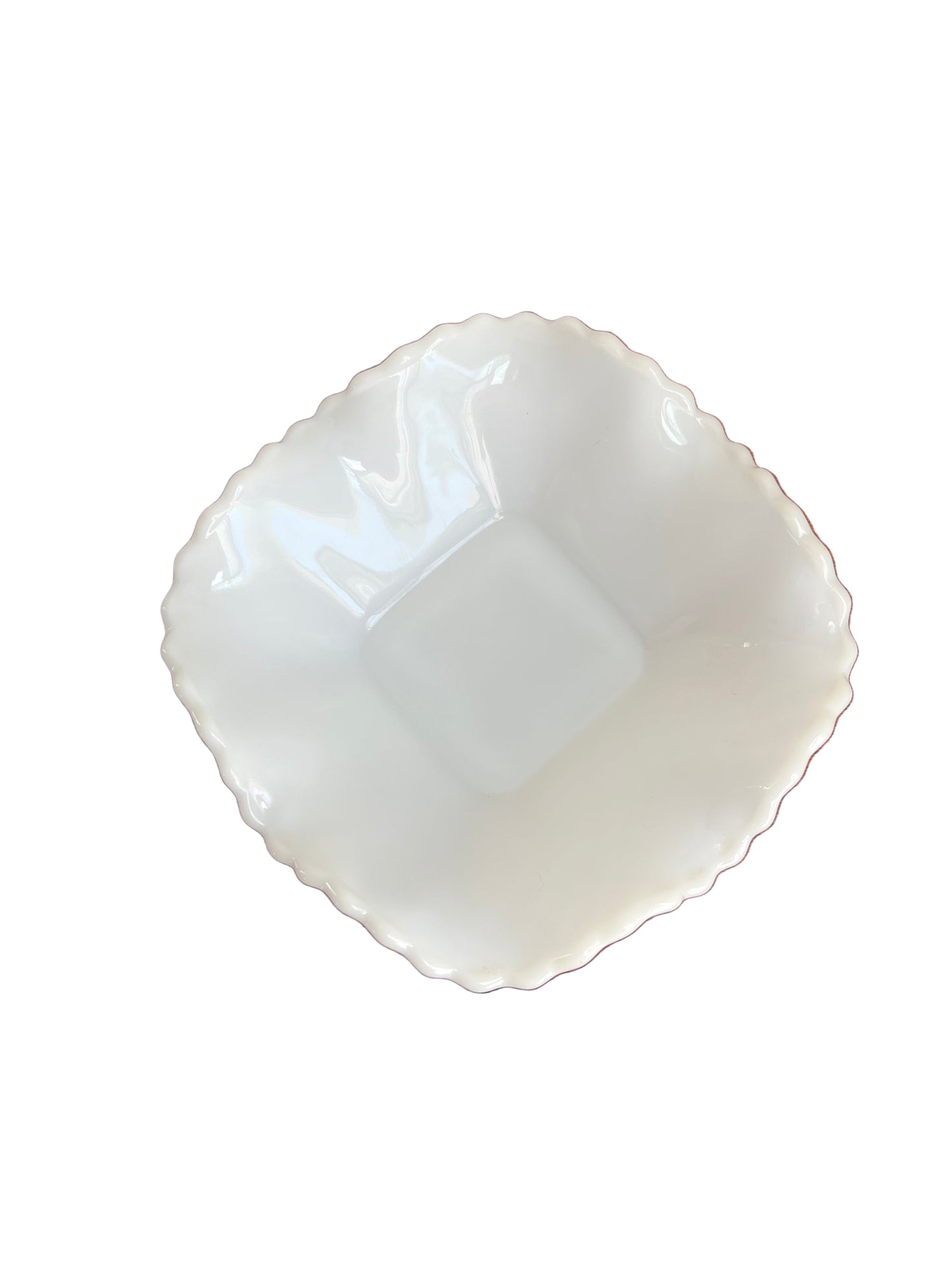 Anchor Hocking Milk Glass Bowl - 6" Diamond Early American Dish - Vintage Home Goods