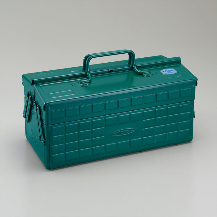 Toyo Steel Japanese two level classic toolbox. Green color.
