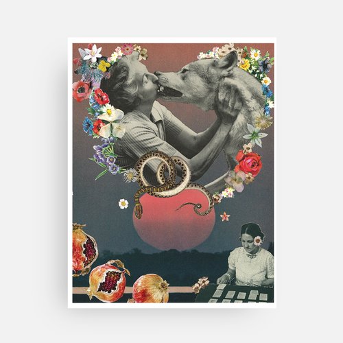 "Embrace the Feral Self" Mini Art Print or Postcard (4x5.5) - Original Art by Tamara Cervenka