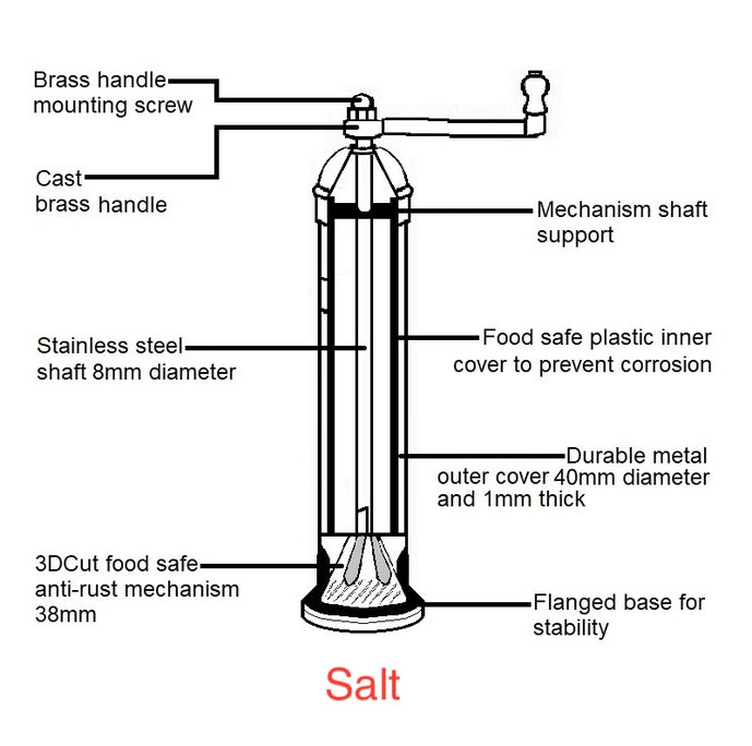 Brushed Chrome Salt Grinder-Salt Mill