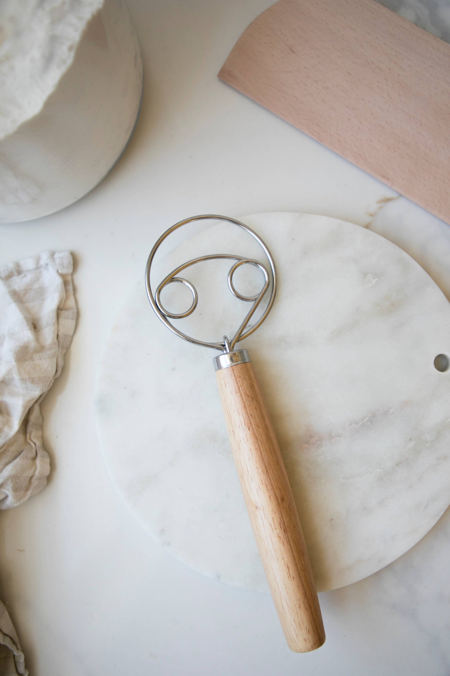 Danish Dough Whisk - Wooden Handle
