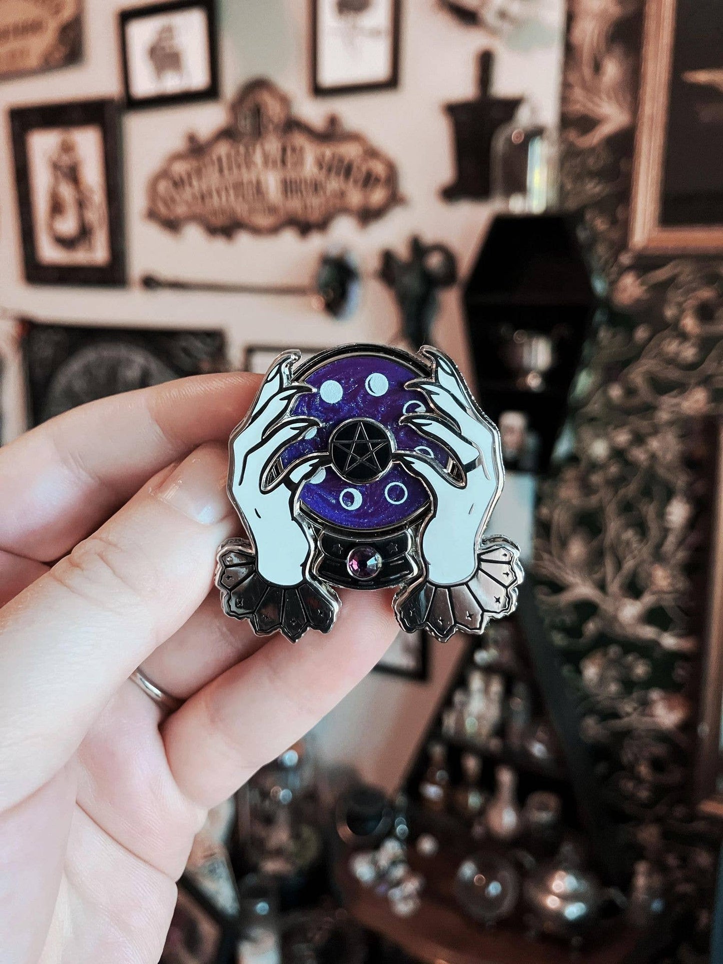 Lunar Psychic Enamel Pin - Rotating Crystal Ball