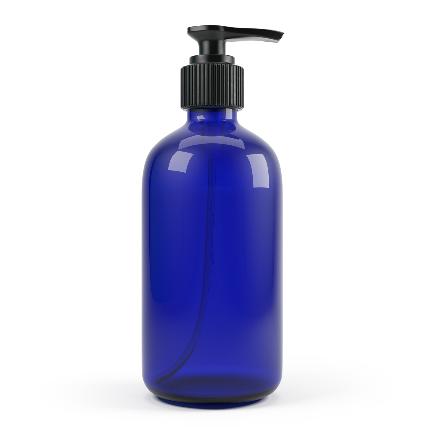 16oz Empty Blue Glass Lotion/Soap Bottle