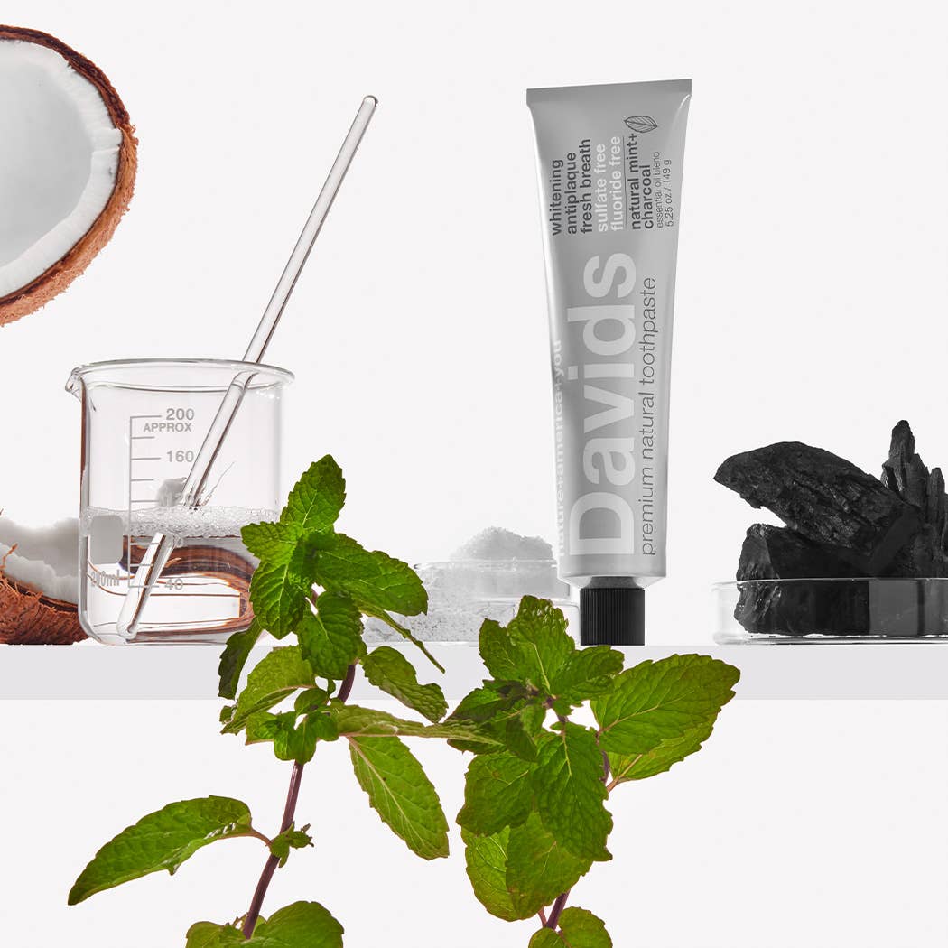Davids Kids + Adults Premium Toothpaste - Charcoal + Mint