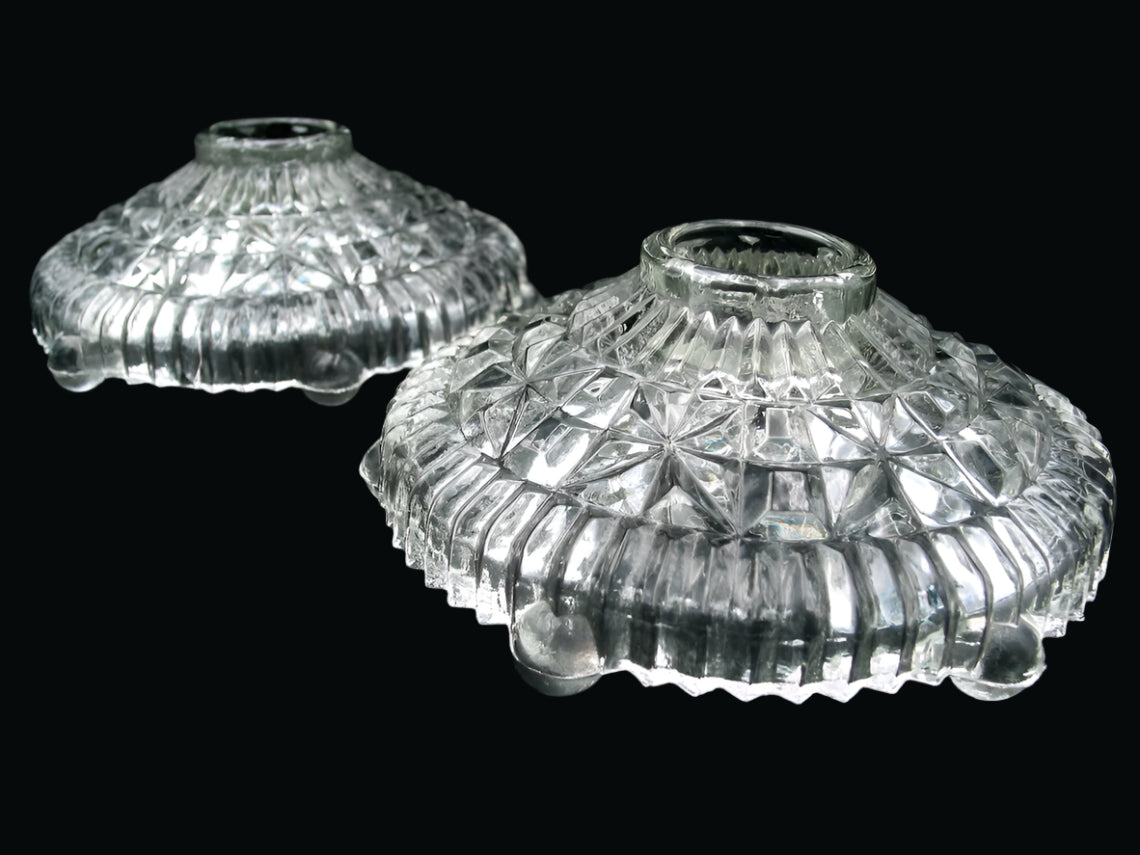 Vintage Anchor Hocking Stars and Bars Taper Candle Holders - Pair of 2 - Pressed Glass Candlestick Holder