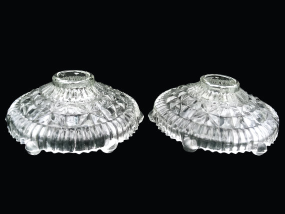 Vintage Anchor Hocking Stars and Bars Taper Candle Holders - Pair of 2 - Pressed Glass Candlestick Holder