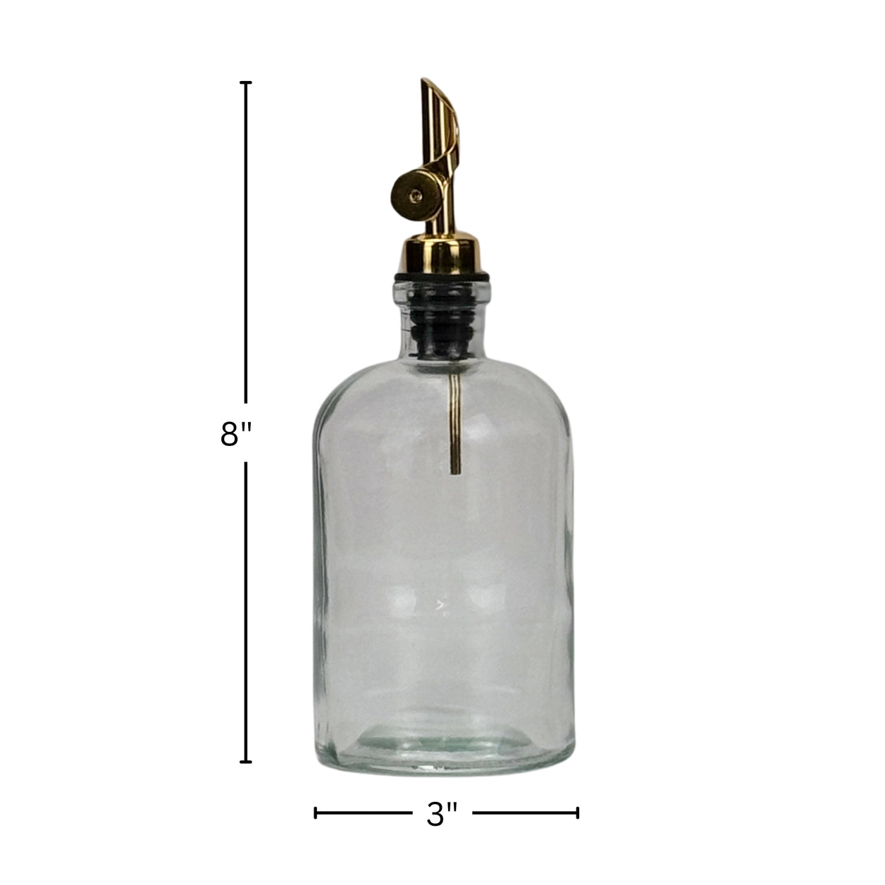 16 oz Apothecary Clear Glass Bottle with Pour Spout - Gold
