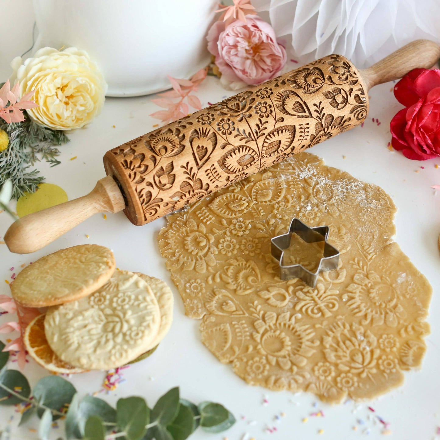 Folk Pattern Embossing Rolling Pin