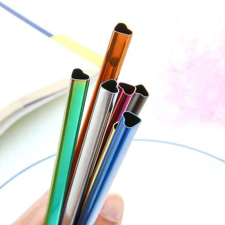 Heart Shape Metal Straw