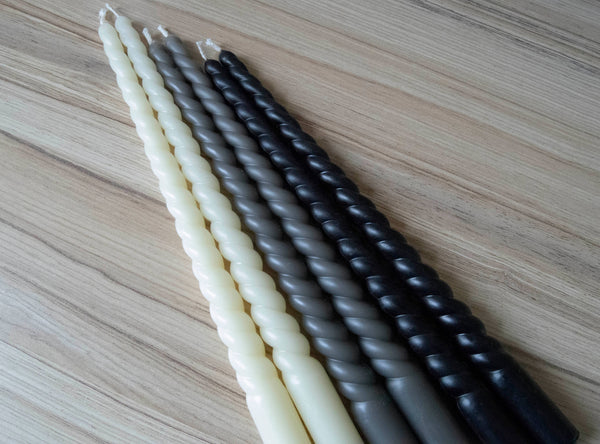 Pair of Twisted Black Beeswax Tapers