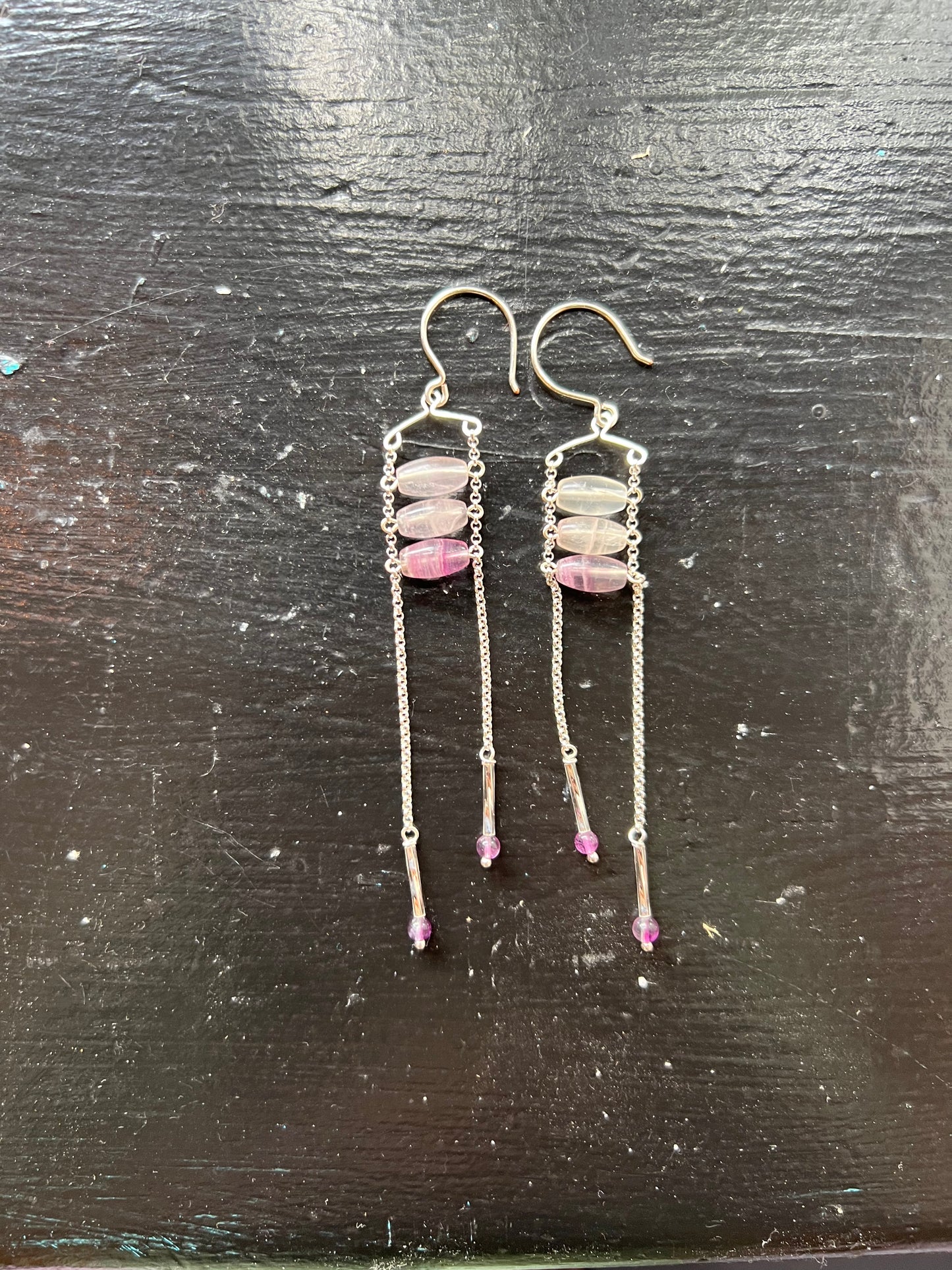 Fluorite Silver Earrings