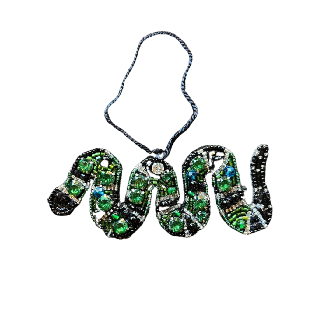 Beaded Green Snake Ornament