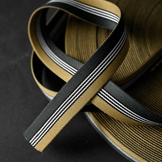 Dashing Gold/Green 35mm Webbing (by the yard) - Rosebud Home Goods
