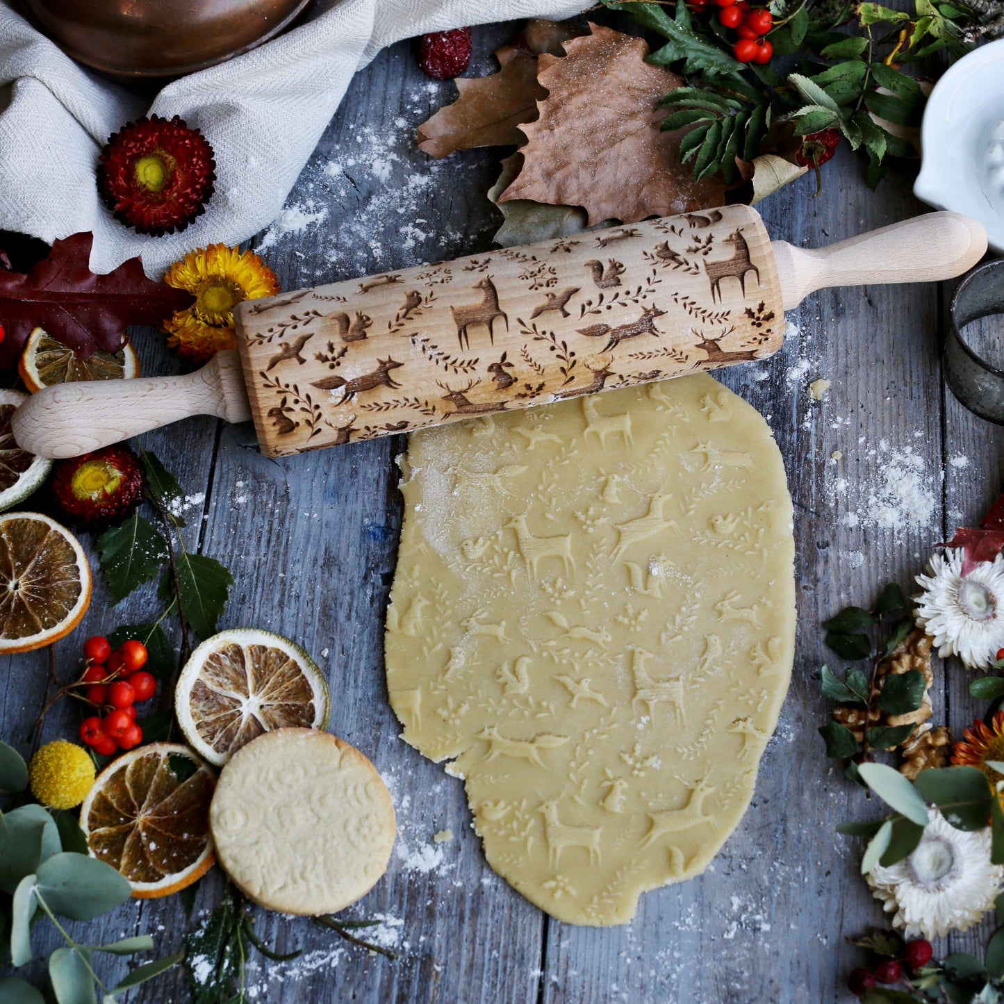 Winter Woodland Animals Embossing Rolling Pin