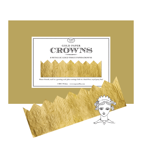 Gold Metallic Paper Crowns - Set of 8