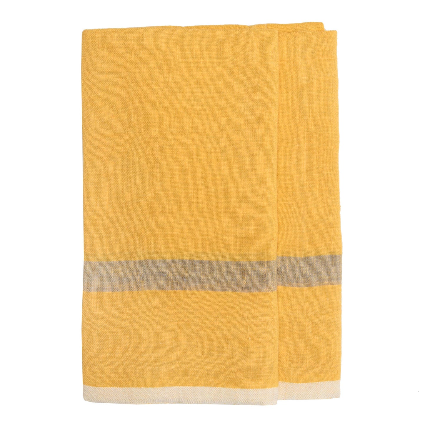 Laundered Linen Towel 20x30 - Mustard/Grey