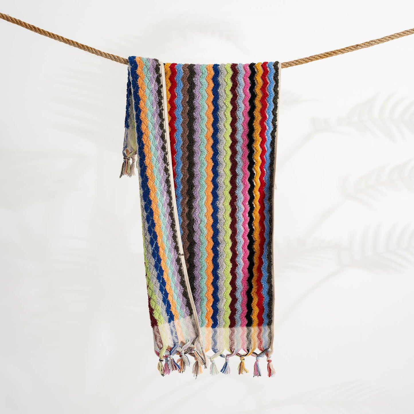 Zigzag Hand-loomed Turkish Hand Towels - Rainbow