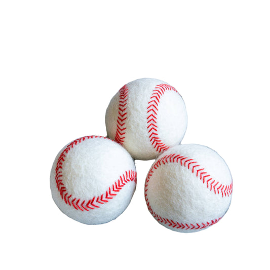 Baseball Dog Toy - Felted Wool - No Squeaker - Single Ball