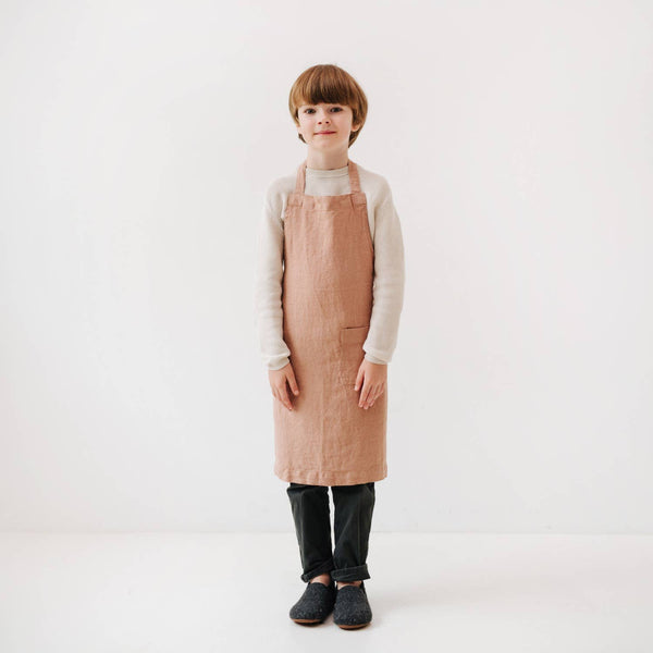 Kids Linen Daily Apron - Sage / 5-6 years