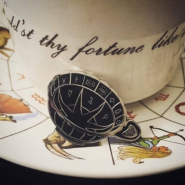 Teacup of Fortune - Enamel Pin - Black with silver