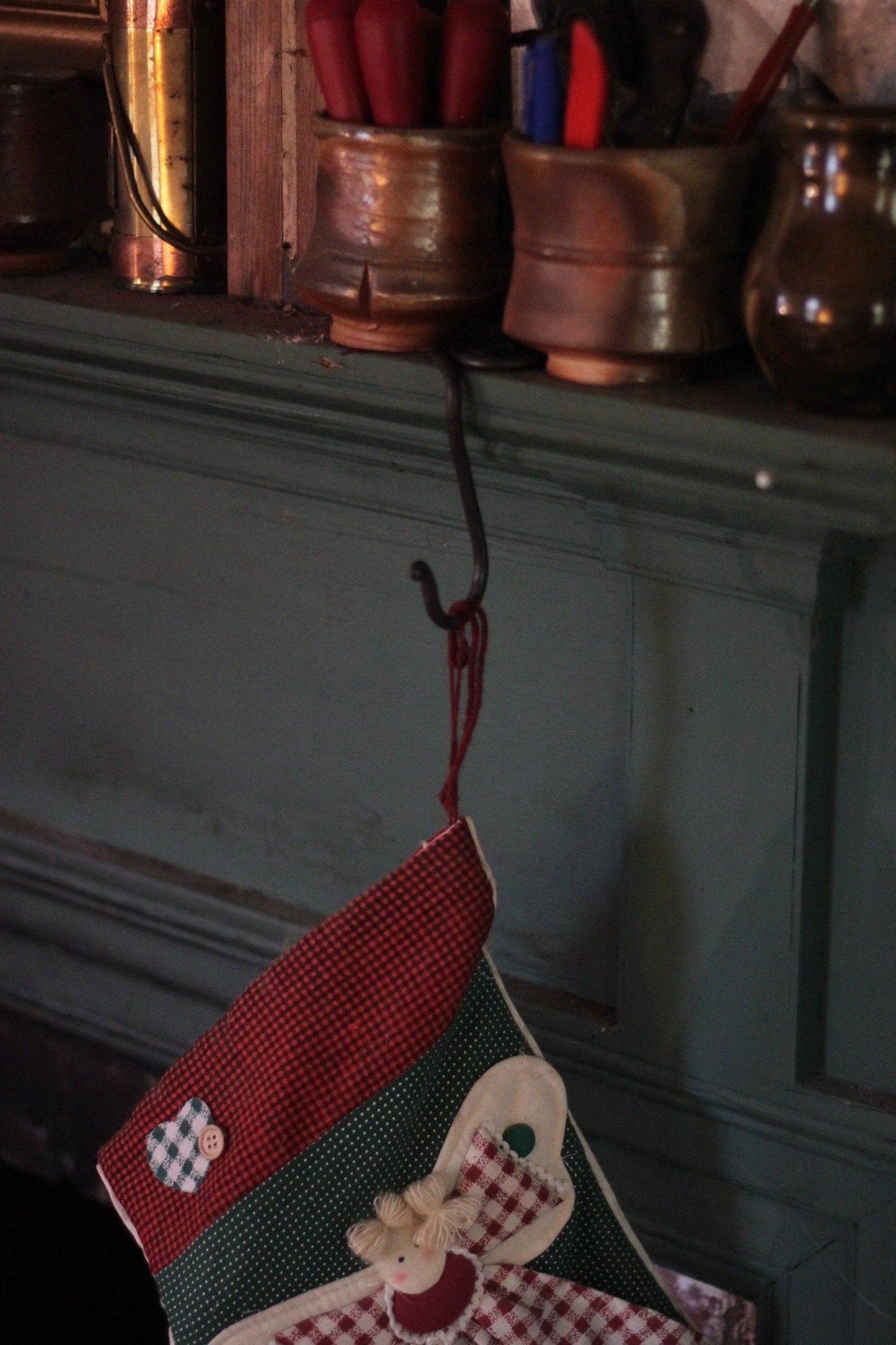 Stocking Holder Hook for Mantle or Shelf - Hand Forged