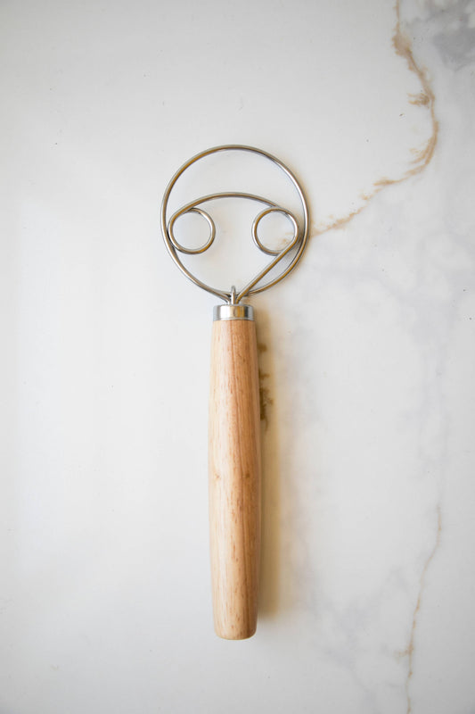 Danish Dough Whisk - Wooden Handle