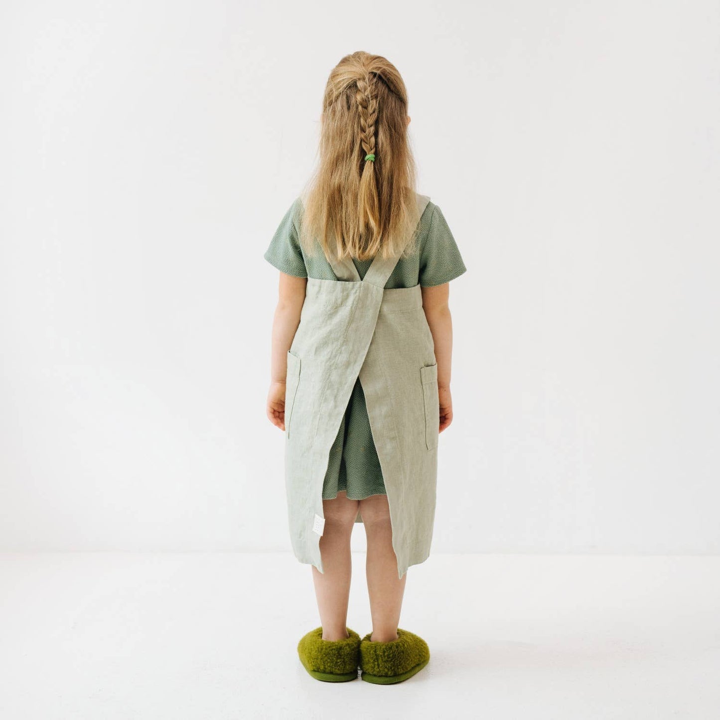 Kids Linen Pinafore Apron - Honey / 3-4 years