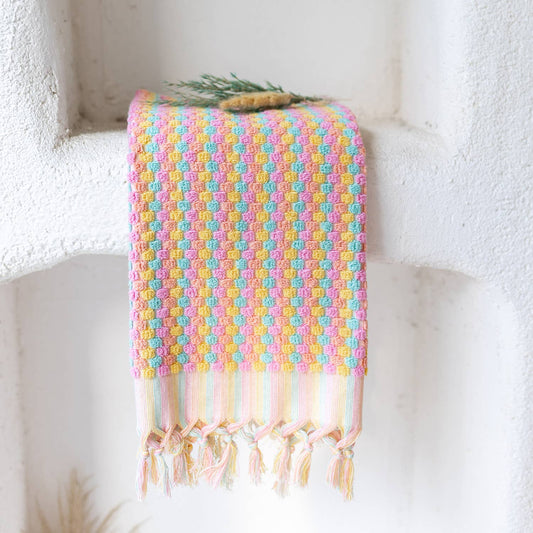 Bubble Hand-loomed Turkish Hand Towel - Pink & Green