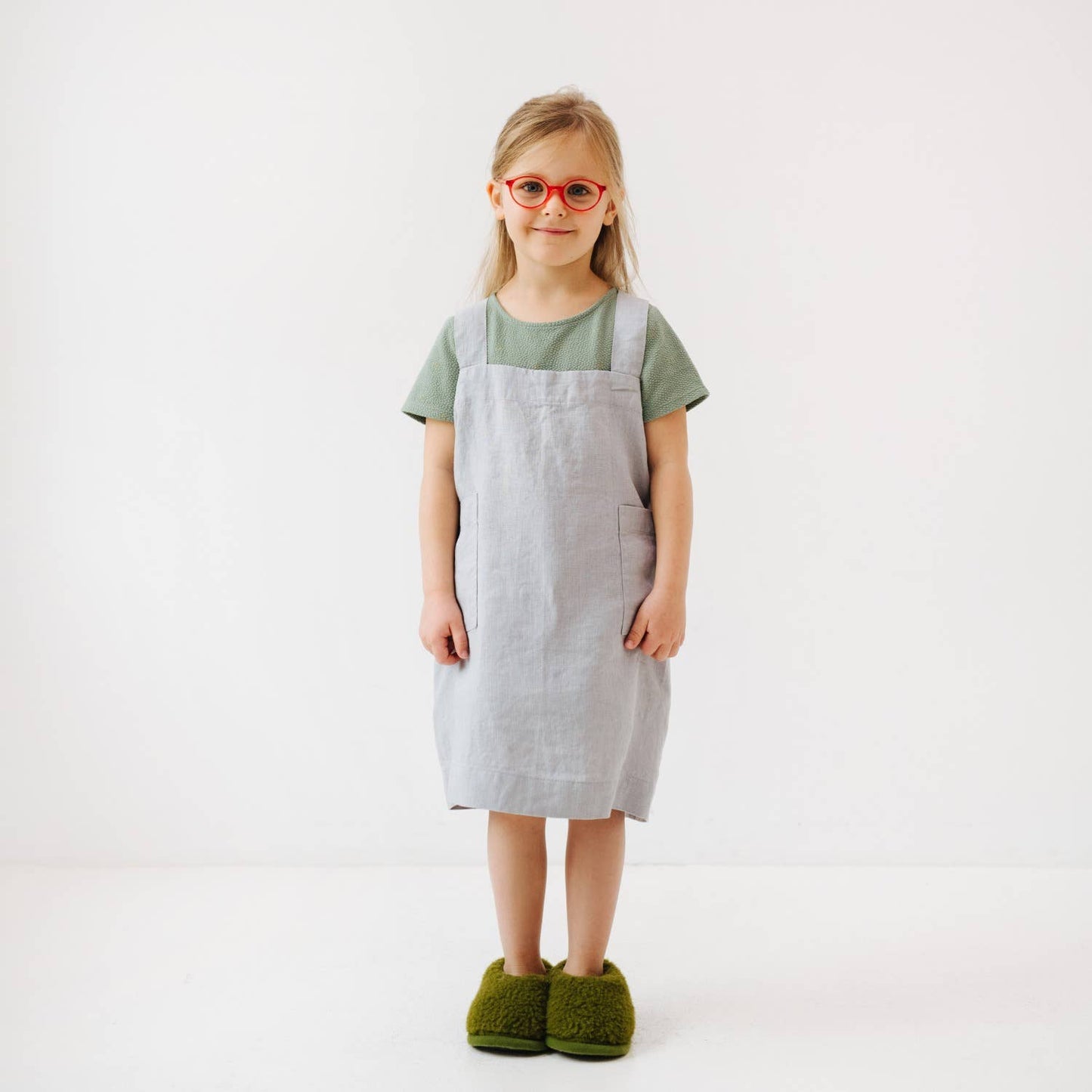 Kids Linen Pinafore Apron - Honey / 3-4 years