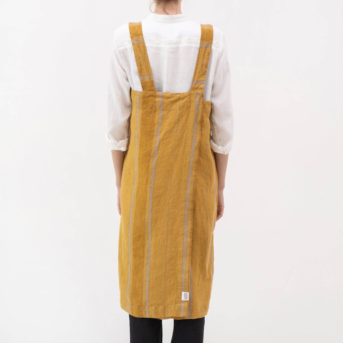 Amber Bronze Stripes Linen Pinafore Apron