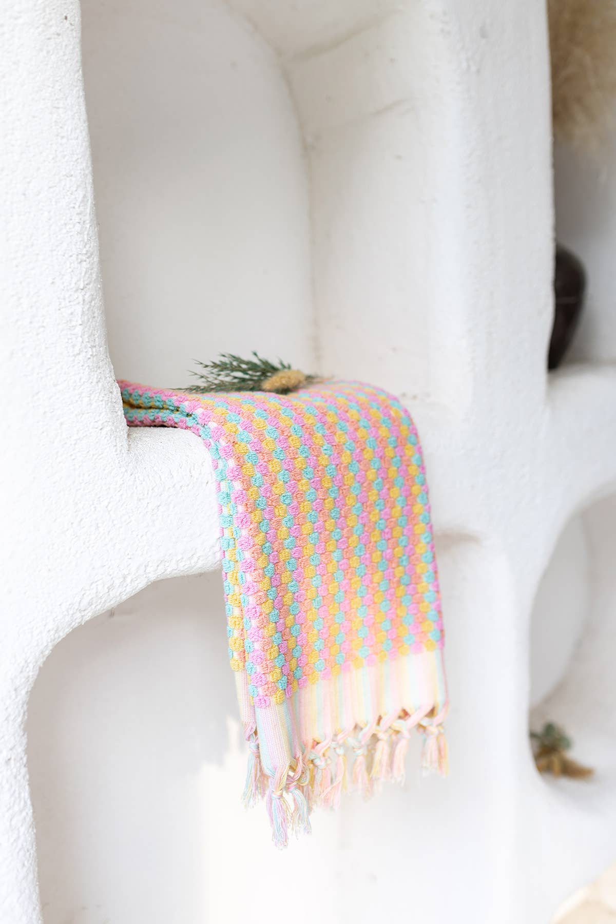Bubble Hand-loomed Turkish Hand Towel - Pink & Green