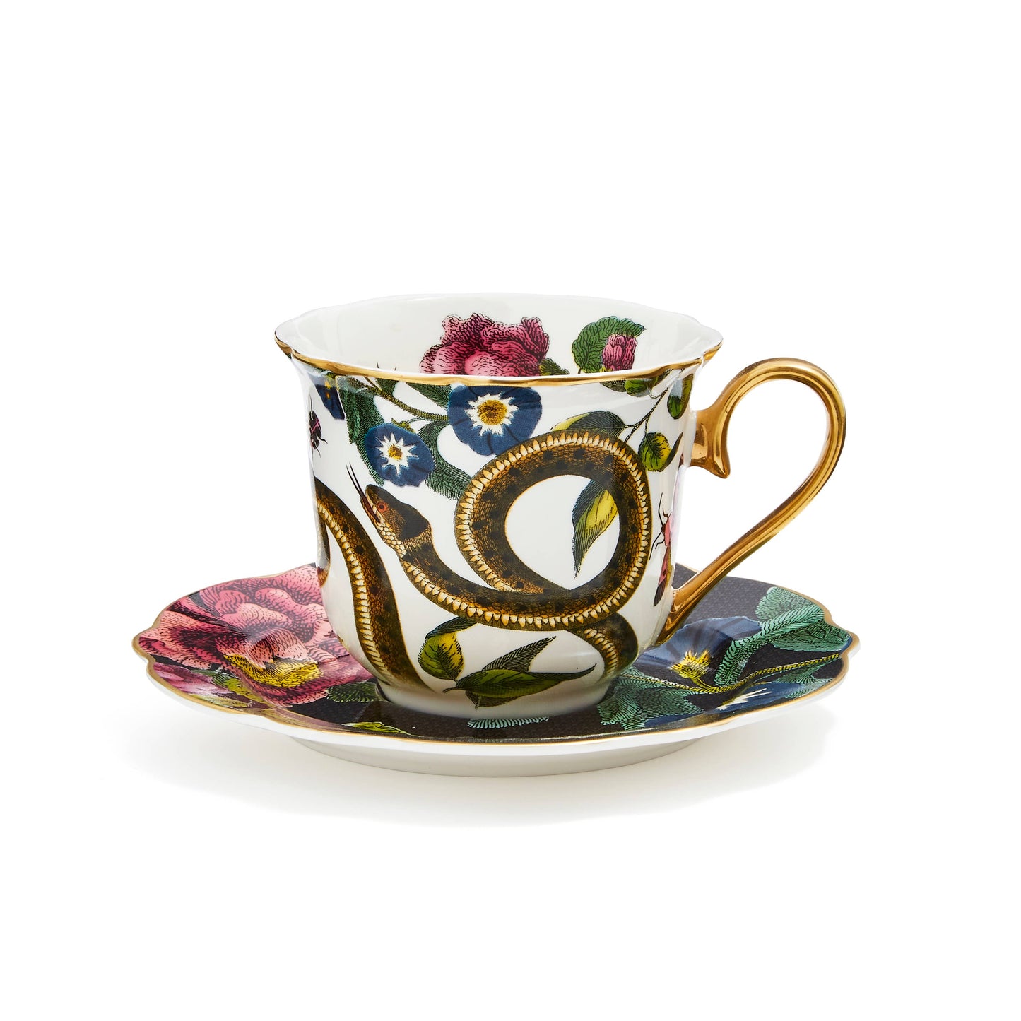 Snake Floral Teacup and Saucer - Creatures of Curiosity by Spode - Fine China