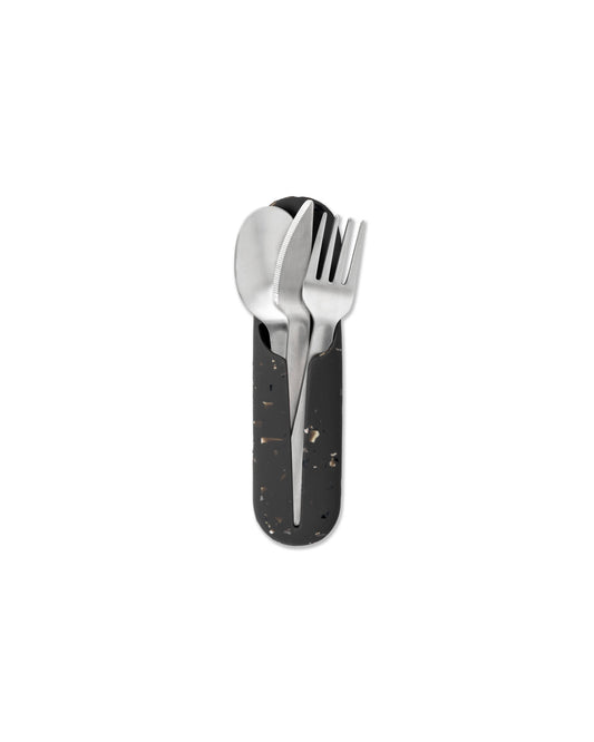 Stainless Steel Utensils Set in Silicone Carry Case - Terrazzo Charcoal