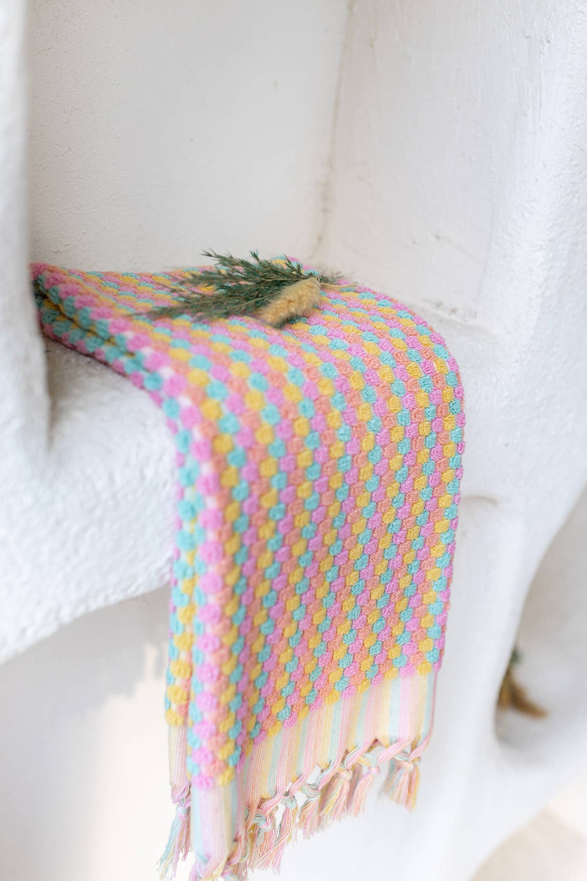 Bubble Hand-loomed Turkish Hand Towel - Pink & Green