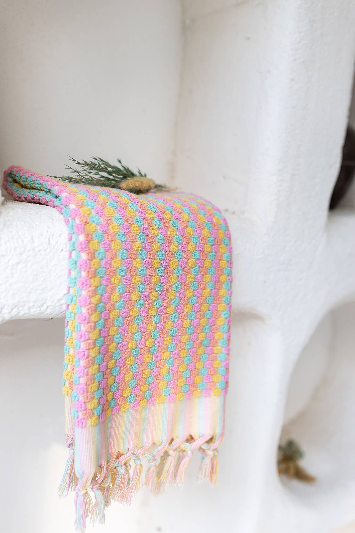 Bubble Hand-loomed Turkish Hand Towel - Pink & Green