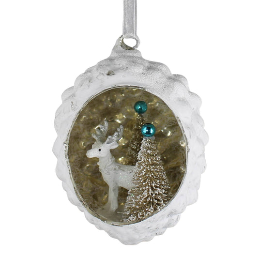 Glass Deer Diorama Ornament